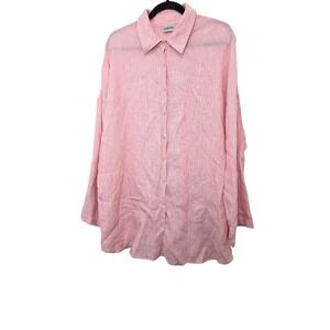 Chicos Pink & White Striped Women's 3 100% Linen Tunic Dress Lightweight Relaxed